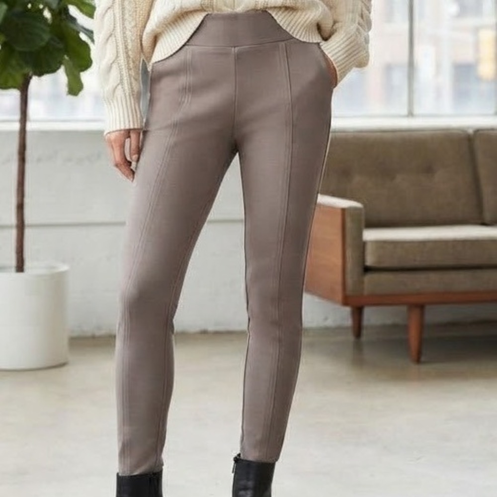 INC International Concepts Taupe Mauve Pintuck Pull On Ponte Pants Size 2